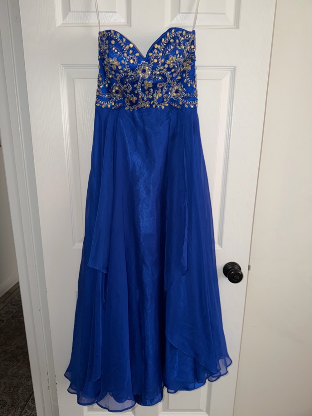 Royal Blue Beaded Sweetheart Evening Gown
